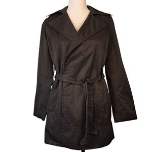Vintage ZARA BASIC XS Open Trench Coat Belted Lightweight Pockets‎